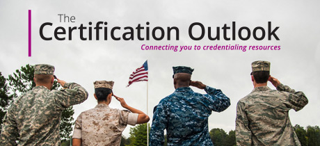 The Certification Outlook cover with four soldiers turned away and saluting the American flag